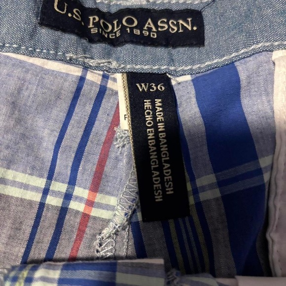 U.S. Polo Assn. Men's Blue Plaid Shorts, Golf - Picture 8 of 8